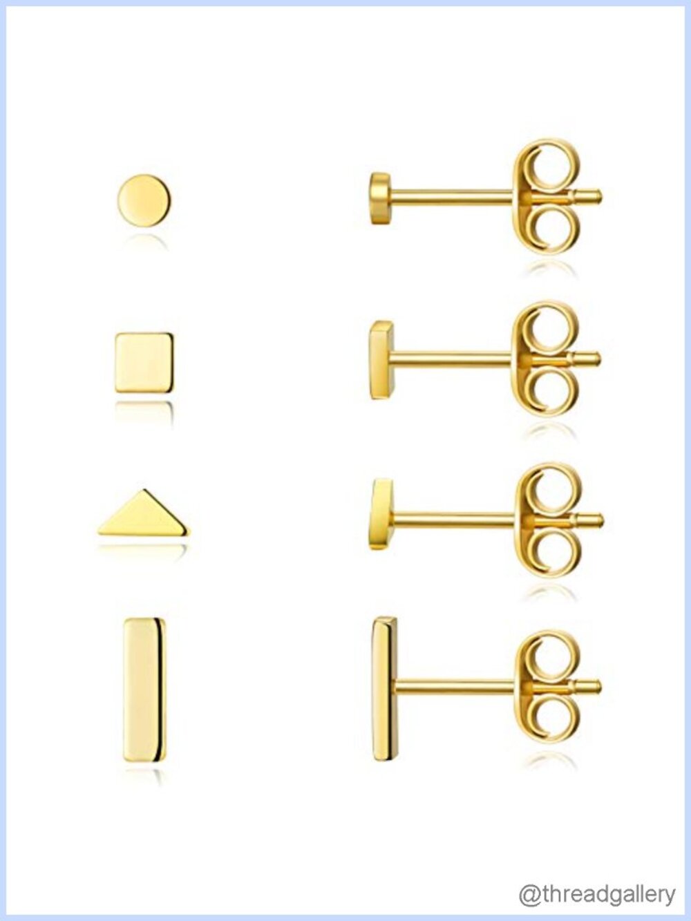 Sterling Silver Geometric Stud Earrings 4 Pairs Hypoallergenic